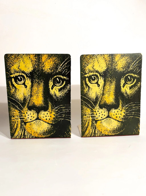 Paar metallene Buchstützen in Form eines Löwen und einer Katze von Piero Fornasetti, 1960er Jahre (photo 2 of 8)