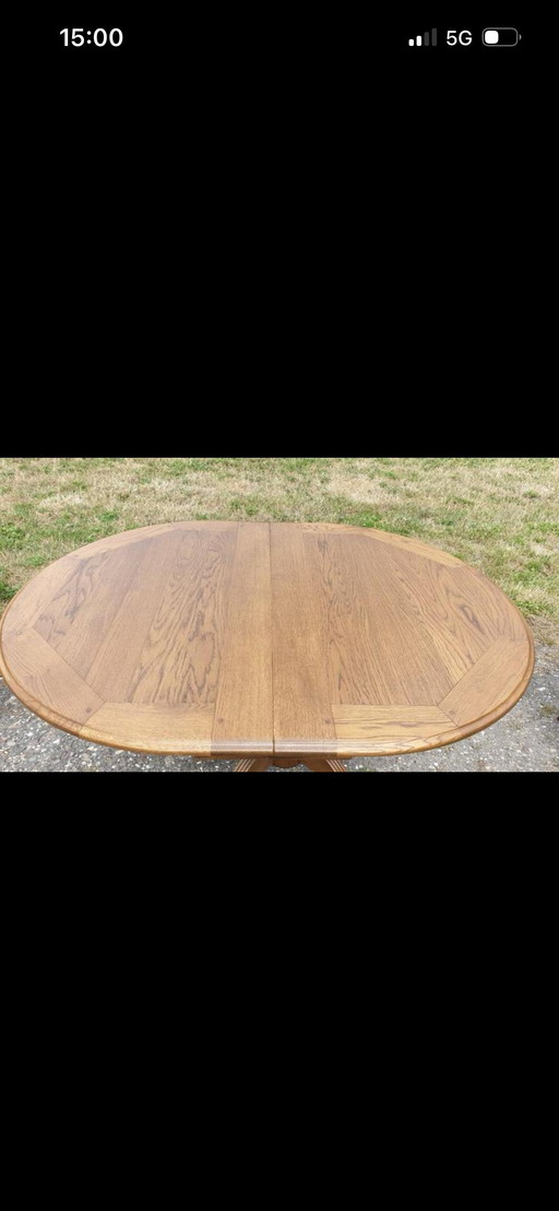 Bannink jugendstil eiken eetkamer met tussenblad 