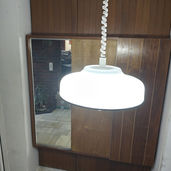Image 1 of Suspension vintage style ère spatiale – Luminaire suspendu sculptural blanc – Années 1970