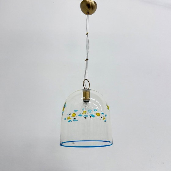 Image 1 of Mid-century design La Murrina glass hanging lamp flowers , 1970s , Italy