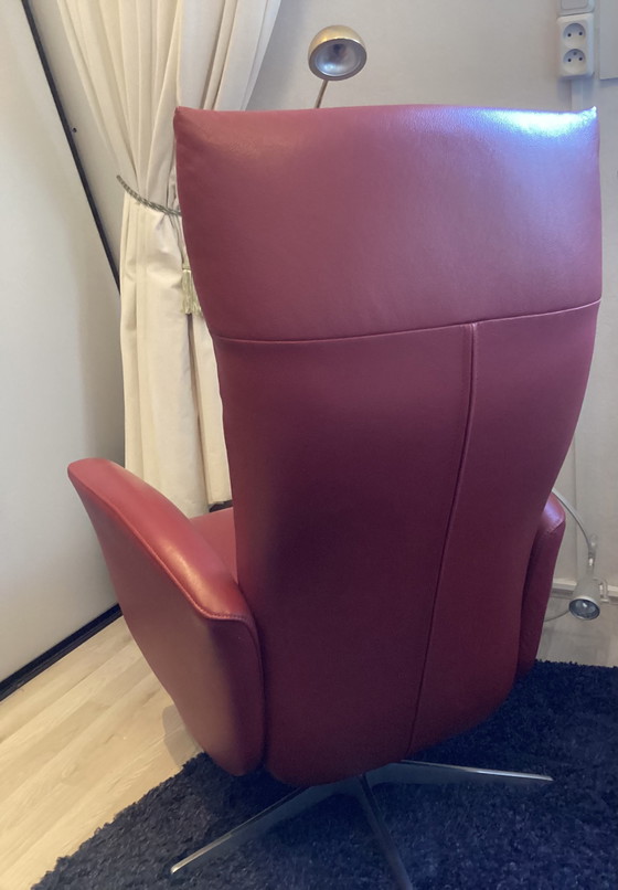Image 1 of 1 x rode lederen relax stoel