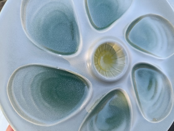 Image 1 of 4 oester-/schelpdierborden, Salins aardewerk / Frankrijk 1960