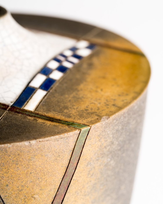 Image 1 of Hans-Peter Mader Sculptural Raku Lidded Studio Vase Germany, 1991 Studiokeramik