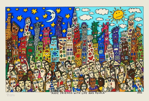 Make Friends with Life and People - James Rizzi 1996 - Poster 61 × 91 cm