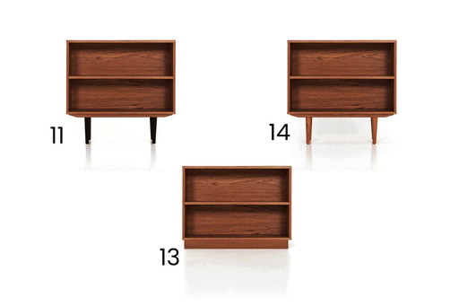 Low oak bookcase in teak stain - R05
