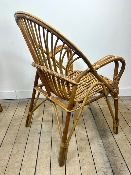 Vintage 1960 Rattan and Bamboo Armchairs (Pair) – Side chairs (photo 12 of 13)
