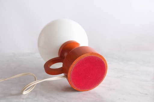 2 lámparas vintage de madera y cristal