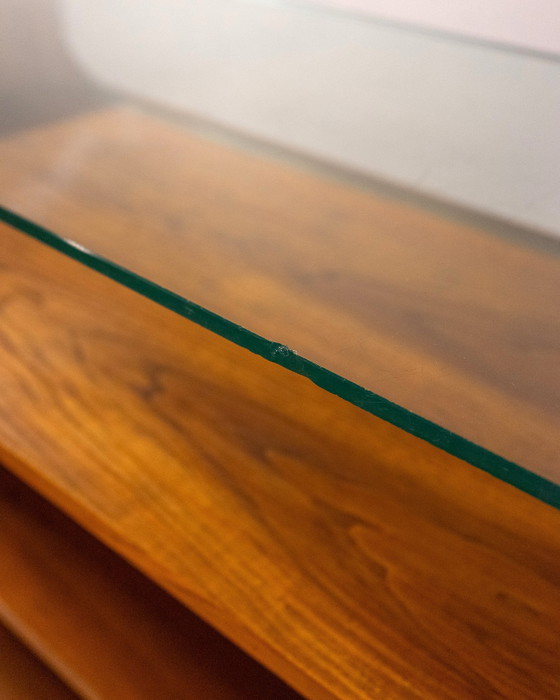 Image 1 of Bancone da negozio vintage con espositore in vetro in castagno, Spagna, circa 1970