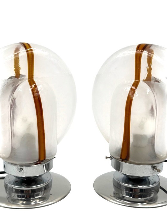 Image 1 of Toni Zuccheri, Set van 2 Murano glazen lampen, Mazzega, Murano, Italië, jaren 70