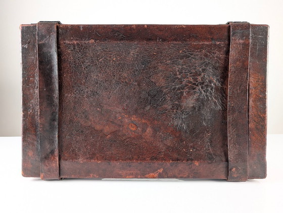 Image 1 of Sgabello curule coloniale spagnolo in pelle e ferro battuto, Messico, anni '40