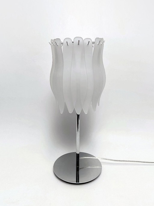 Massive Table lamp with glass slats