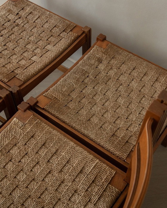 Image 1 of Vintage Italian Rustic Modern Dining Chairs by Snaidero, 1970s, Set of 5