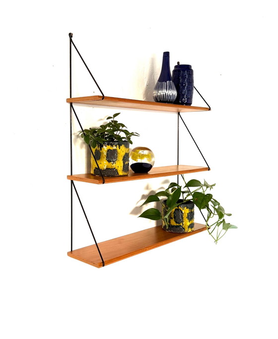 Vintage beech wood shelving unit, WHB Germany ‘60, Metal, Brown (photo 9 of 9)
