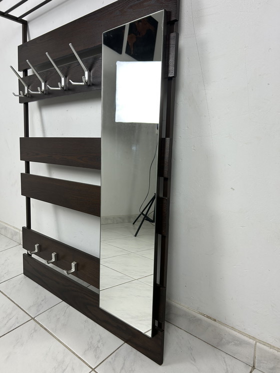 Image 1 of Vintage wall coat rack with mirror and hat rack