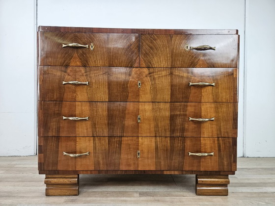 1940s Art Deco walnut chest of drawers – 5 drawers – Wood (photo 11 of 21)
