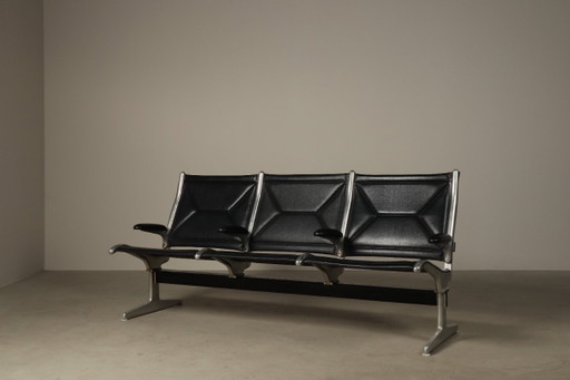Banco Tandem Sling de Charles y Ray Eames, 1962 – Herman Miller, 3 5 zitsbanken, Skai, Vintage (photo 2 of 15)