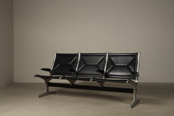 Banco Tandem Sling de Charles y Ray Eames, 1962 – Herman Miller, Sofás de 3 plazas, Skai, Vintage (photo 2 of 15)