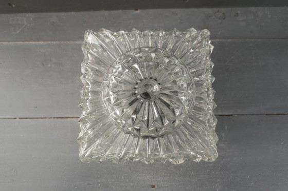 Vintage Glass Ceiling light / Wall lamp pressed glass flower – Metal (photo 9 of 13)