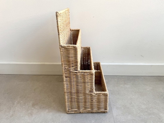 Image 1 of Organizer da scrivania o da parete in rattan vintage