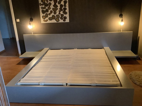 Image 1 of Taupe-colored double bed interlubke + slatted base sleeplife