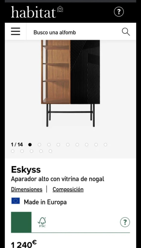 Tall walnut sideboard with display cabinet from Habitat – Sideboard cabinet, Wood (photo 6 of 7)