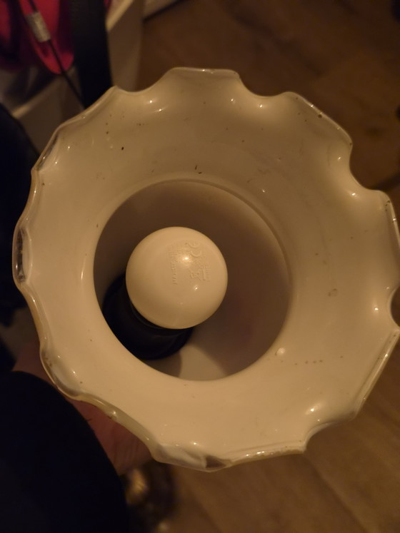 Antique Milk Glass Vintage Pendant Lamp – Metal (photo 8 of 8)