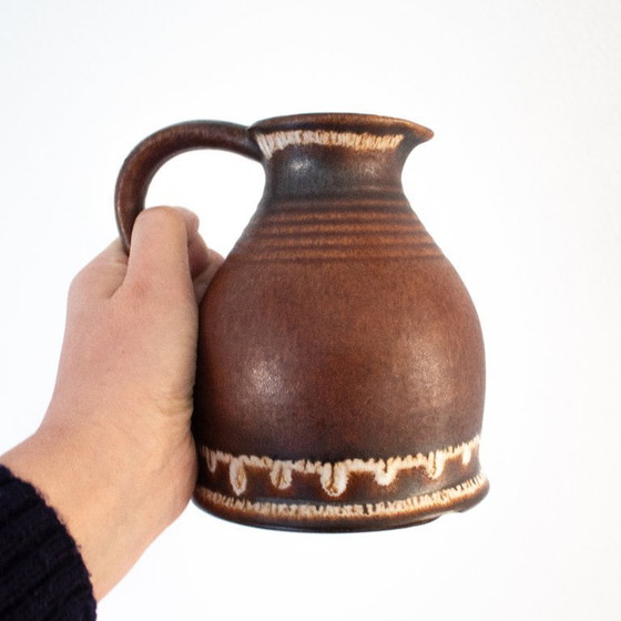 Image 1 of Brown and white vintage West German jug/vase: ceramic pitcher from the 1970s