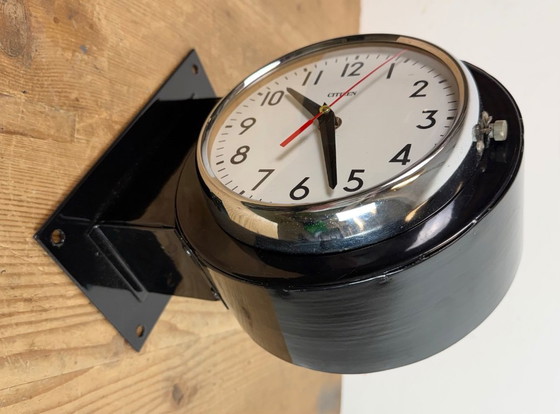 Image 1 of Vintage zwarte Citizen dubbelzijdige scheepswandklok, jaren 80