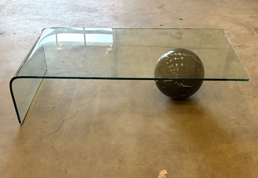 Giorgio Cattelan curved glass and marble coffee table