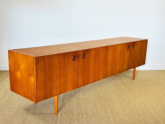 Image 1 of Scandinavian teak sideboard with 4 doors and tapered legs, 1960