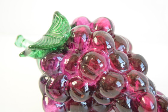 Image 1 of Weintrauben-Skulptur aus tschechischem Glas, mundgeblasenes Kunstglas, 1970er Jahre