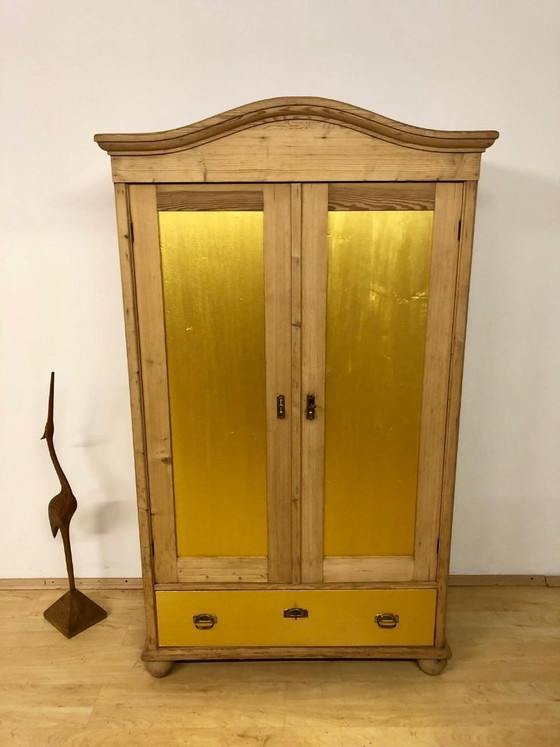 Image 1 of Antique farmhouse cupboard, country-style cupboard, softwood cupboard, Art Nouveau cupboard circa 1900