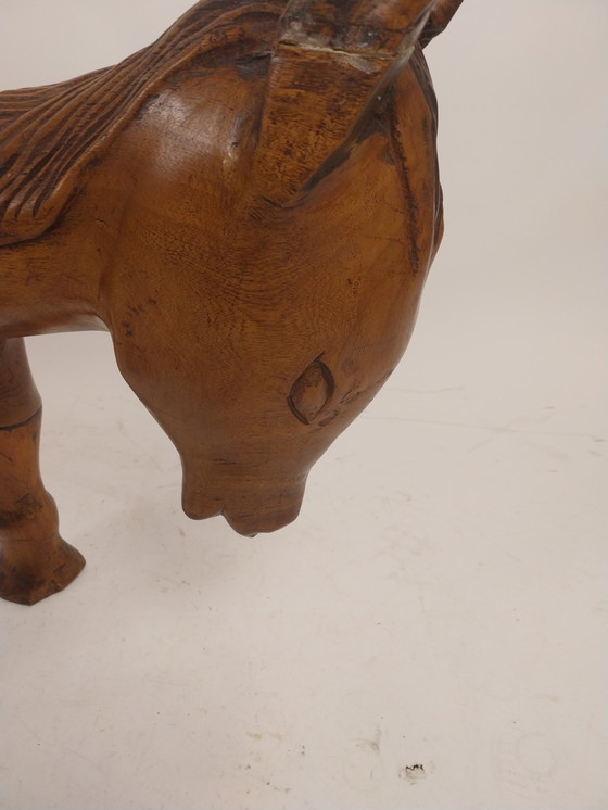 Image 1 of 1 teakhouten ezel. Handwerk 1970's 