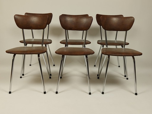 6 x Chaises Vintage en cuir Skai, 60s - 70s