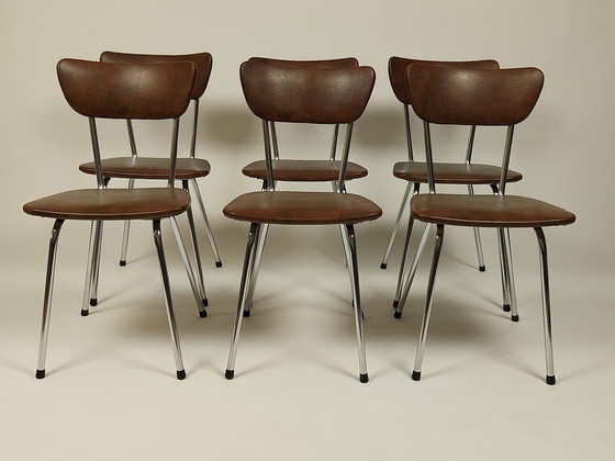 Image 1 of 6 sedie vintage in pelle Skai, anni '60 - '70