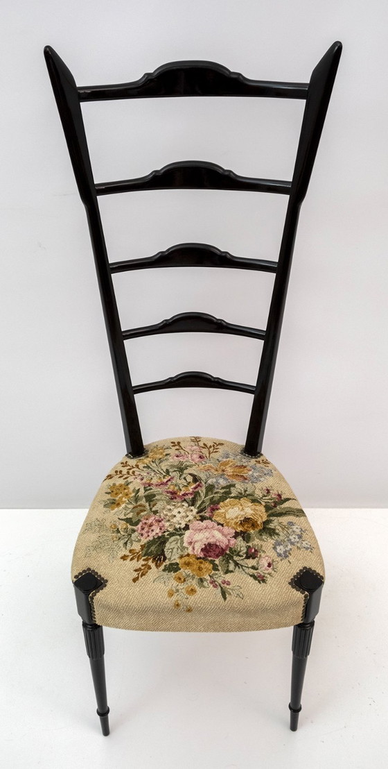 Image 1 of Paar Chiavari Gio Ponti Stil Mid-Century Modern Italienische Hochlehner Stühle 50er Jahre