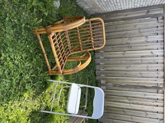 Exclusieve Authentieke Rotan Lounge Fauteuil – Vroeg Indonesisch Handwerk Jaren 40/50 – Rattan (photo 10 of 10)