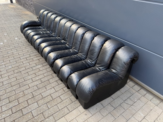 Image 1 of De Sede DS600 Snake Tatzelwurm 13-piece set in black leather in top condition!
