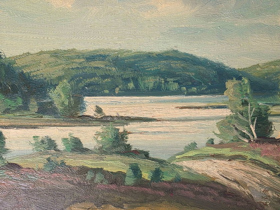 Dipinto a olio vintage di Corell – Paesaggio di metà secolo – Dipinti e disegni, Tela (photo 6 of 11)