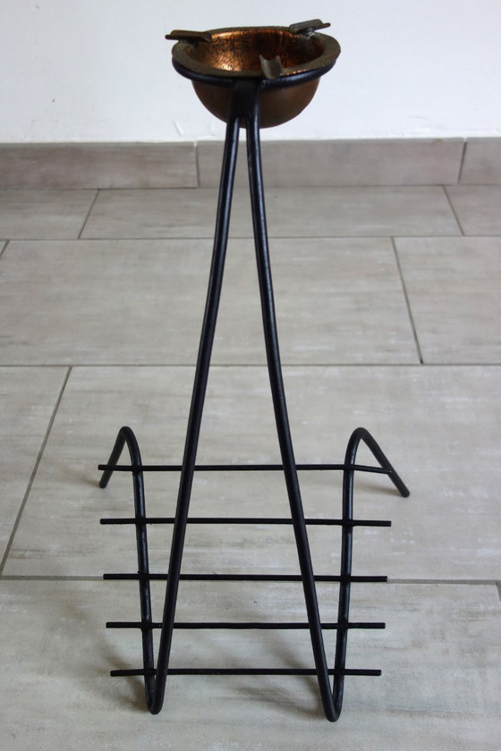 Image 1 of Rare cendrier porte revues en métal et cuivre années 50 France