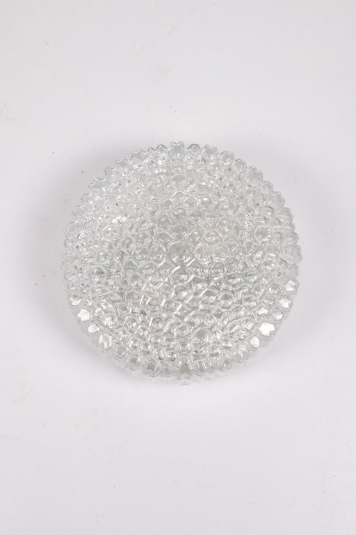 Mid Century Glas-Deckenleuchte Glashütte