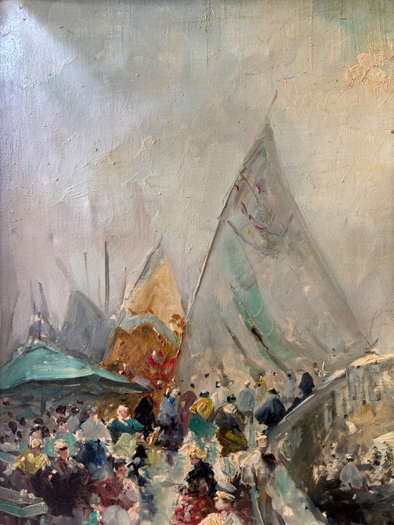 Oil Painting on Canvas of a Venetian Canal View by Guido Mantovani, Early Twentieth Century (photo 3 of 8)