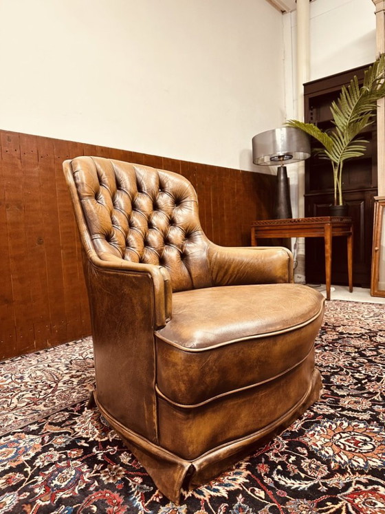 Englischer Chesterfield Club-Sessel braun – Leder (photo 7 of 7)
