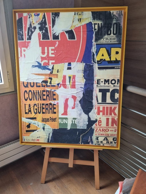 Lithographie gaufrée Jacques Villeglé : Quelle connerie la guerre"