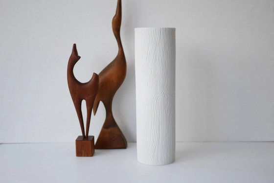 Image 1 of Mid-century modern Op-Art Studio Line bisque porcelain vase by Werner Schreib for Rosenthal, 1960s