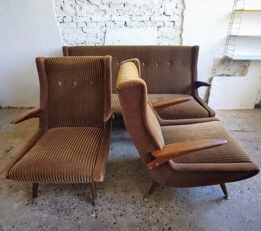 Set Mid Century Sofa En 2 Fauteuils Scandinavisch Design