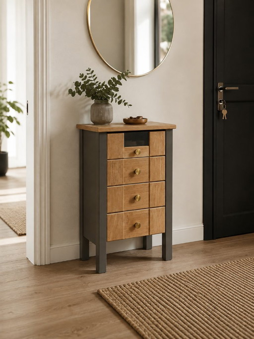 Cómoda de roble con tiradores de latón – ladekasten, Wood, Brass