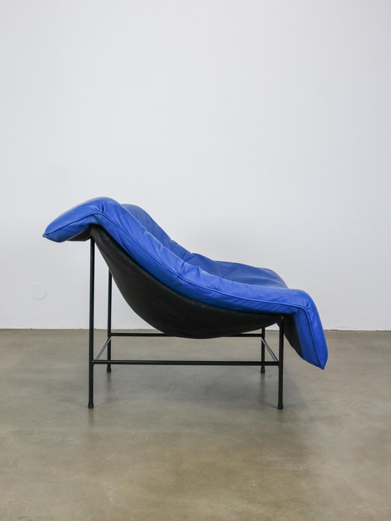 Image 1 of Blue Leather Butterfly Chair Gerard Vd Berg For Montis