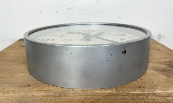 Image 1 of Grijze industriële fabriekswandklok van Chronotechna, jaren 50