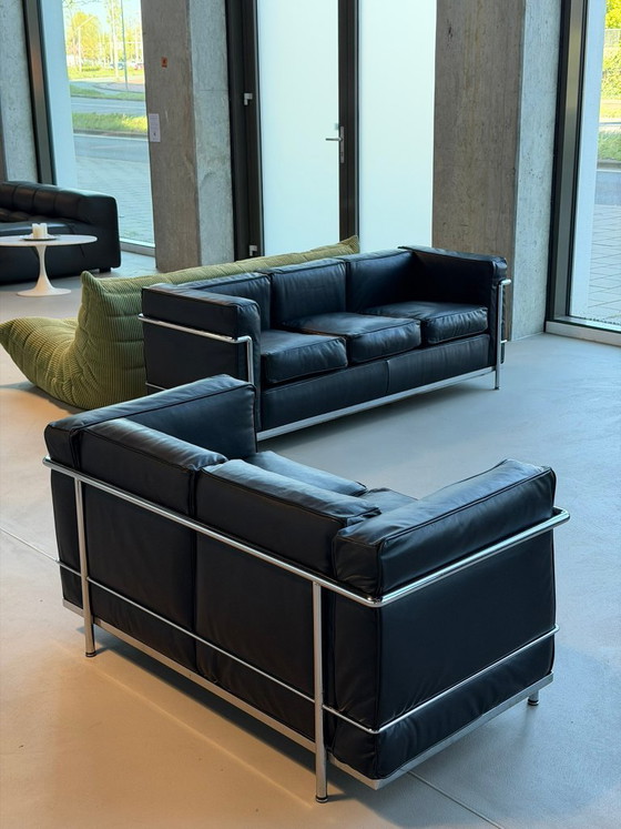 Image 1 of Cassina Le Corbusier LC-2 Set | Schwarzes Leder